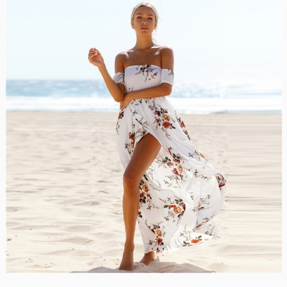 SALE⚡AMAZING WHITE  BOHO FLORAL MAXI - Picture 2 of 8